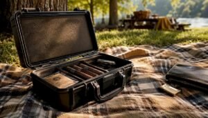 Travel humidor with cigars in carry-on luggage