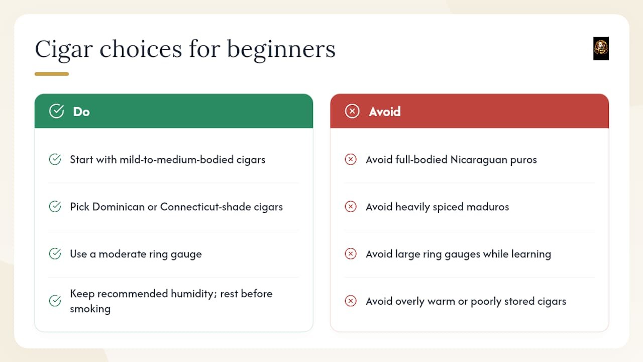 Which cigars work best when you're learning — overview diagram