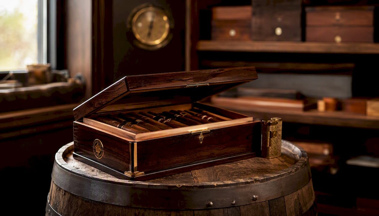 Humidor in room influenced by ambient humidity
