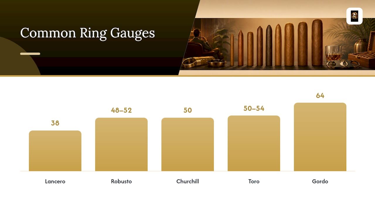 Diagram comparing cigar sizes by ring gauge and length