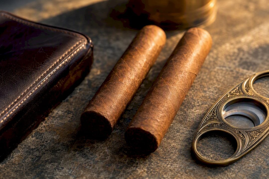 Flat lay of mid-range ring gauge cigars for beginners