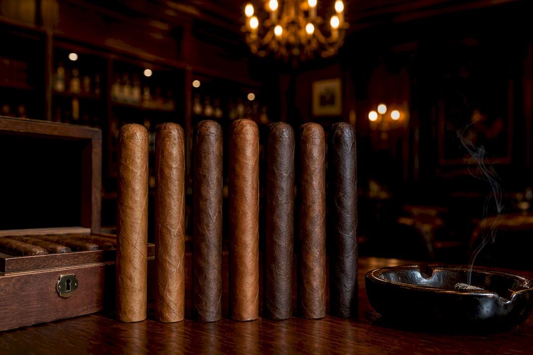 Seven cigars showing different wrapper shades