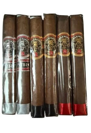 Espinosa Knuckle sandwich sampler containing 2 knuckle sandwich maduro toro, 2 knuckle sandwich nicaraguan puro toro, and 2 knuckle sandwich habano toro