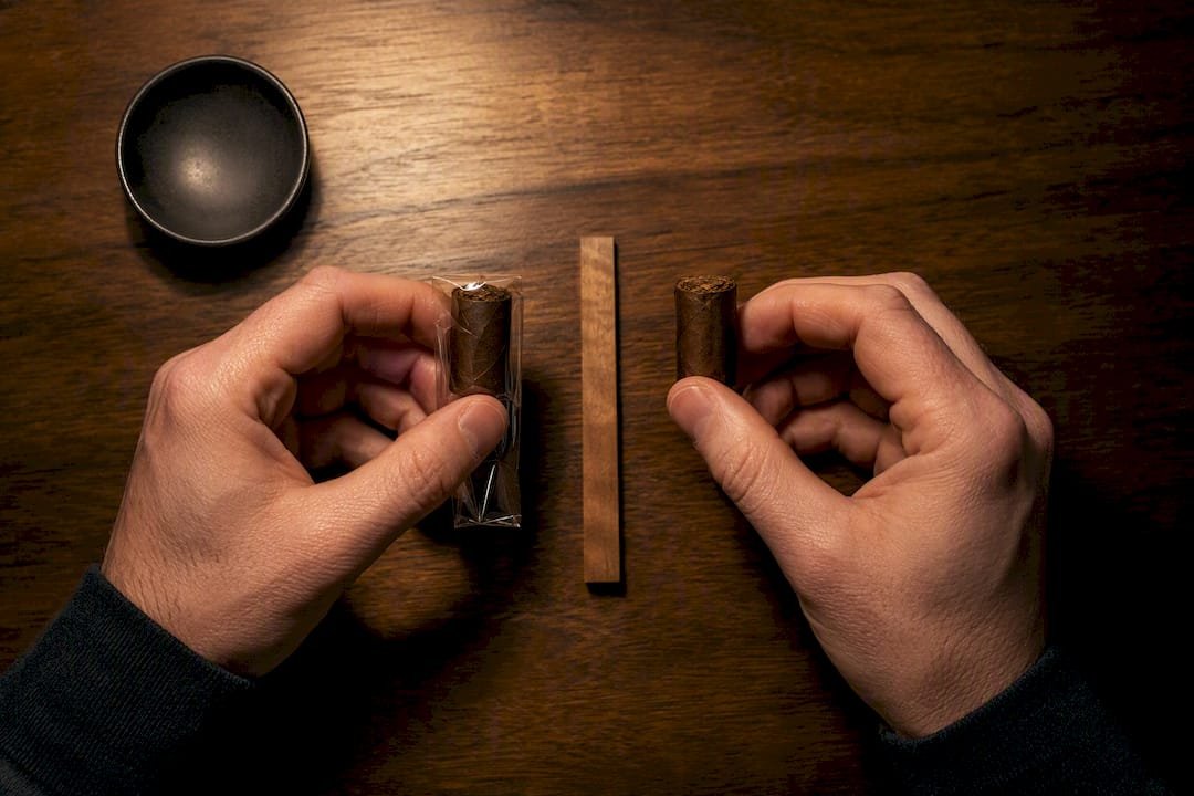 Paired cigar samples prepared for comparison