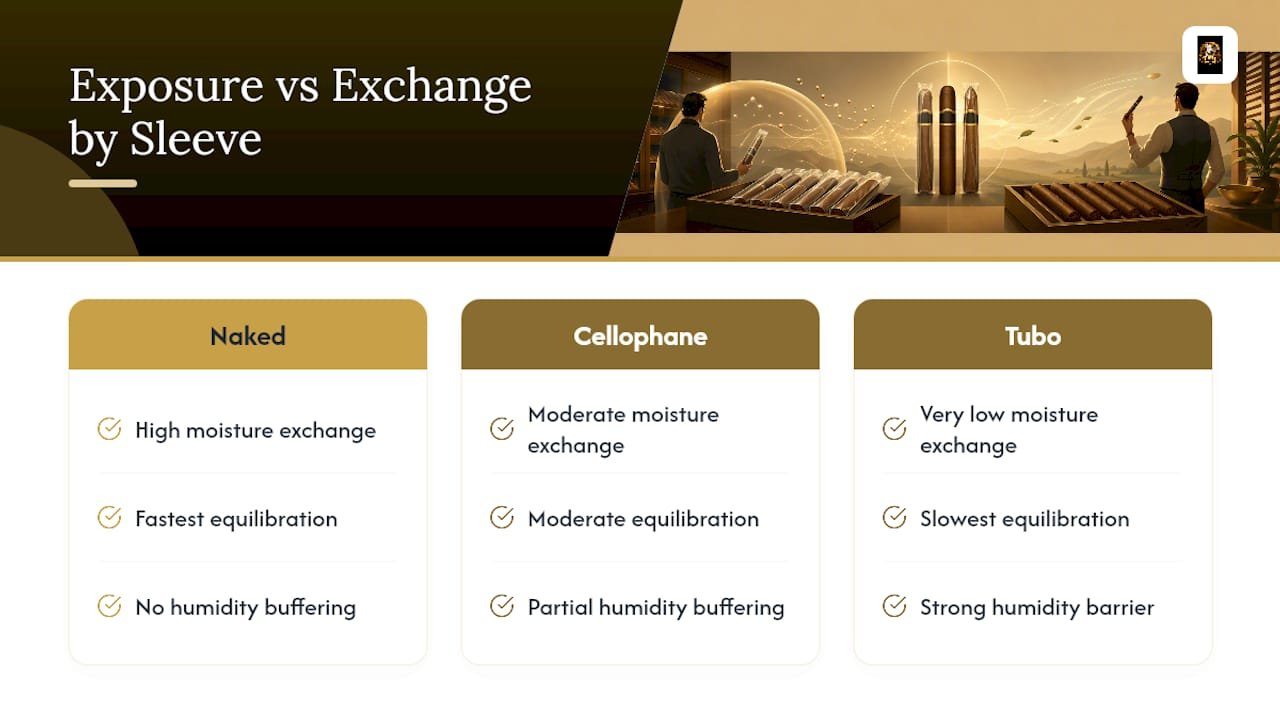 Humidity exchange across cigar storage methods