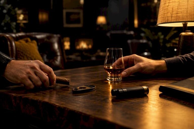 Mild cigar and accessories in lounge