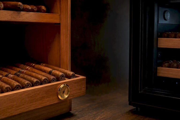 Electric and wood humidor interiors compared
