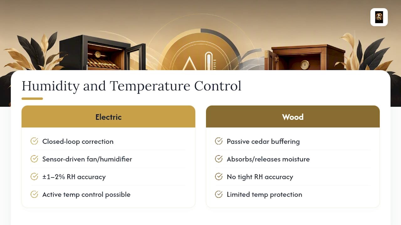 Electric versus wood humidor climate control