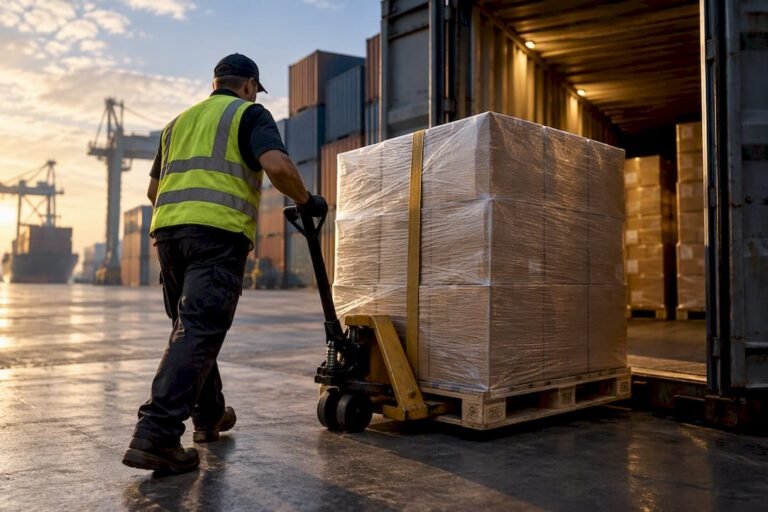 Tobacco shipment moving through a cargo port