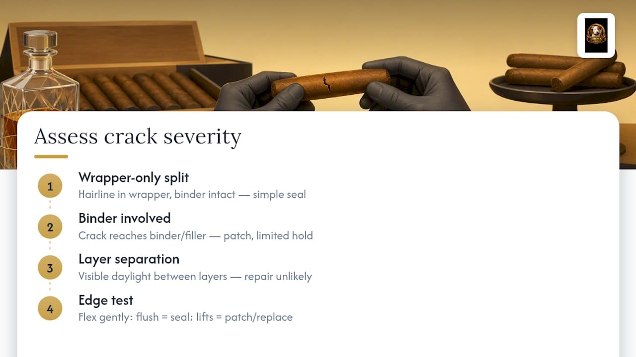 Diagram showing three levels of cigar crack damage