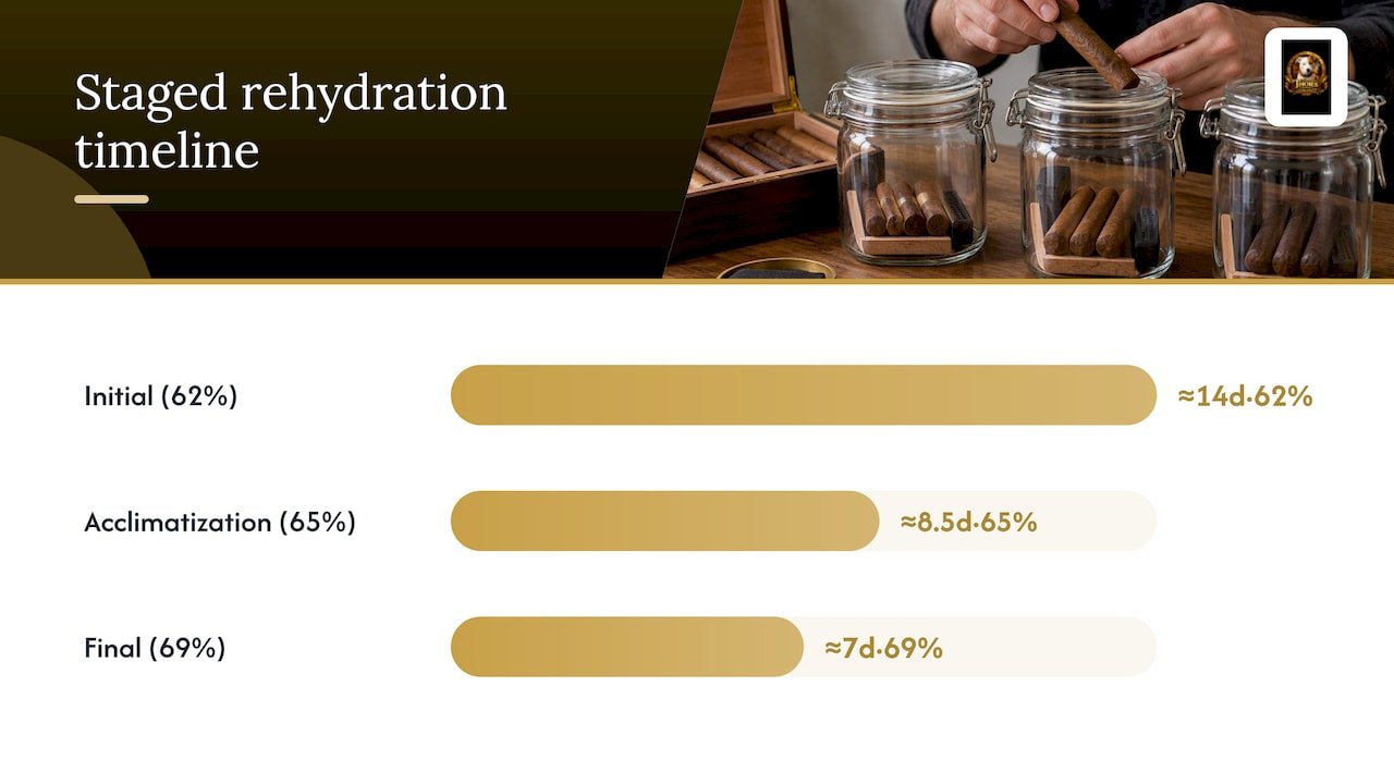 Three-stage cigar humidity restoration timeline