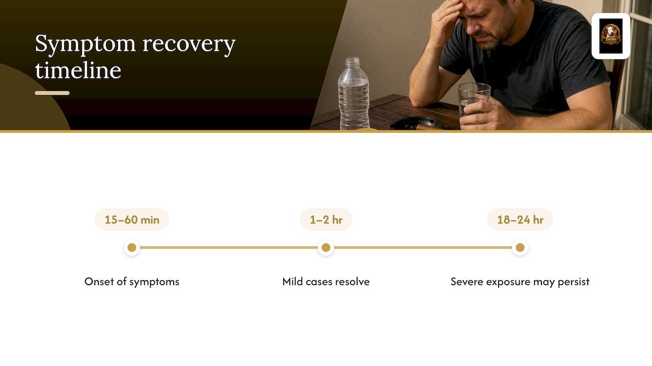 Nicotine symptom onset and recovery timeline
