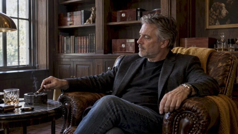Man pausing during a cigar session