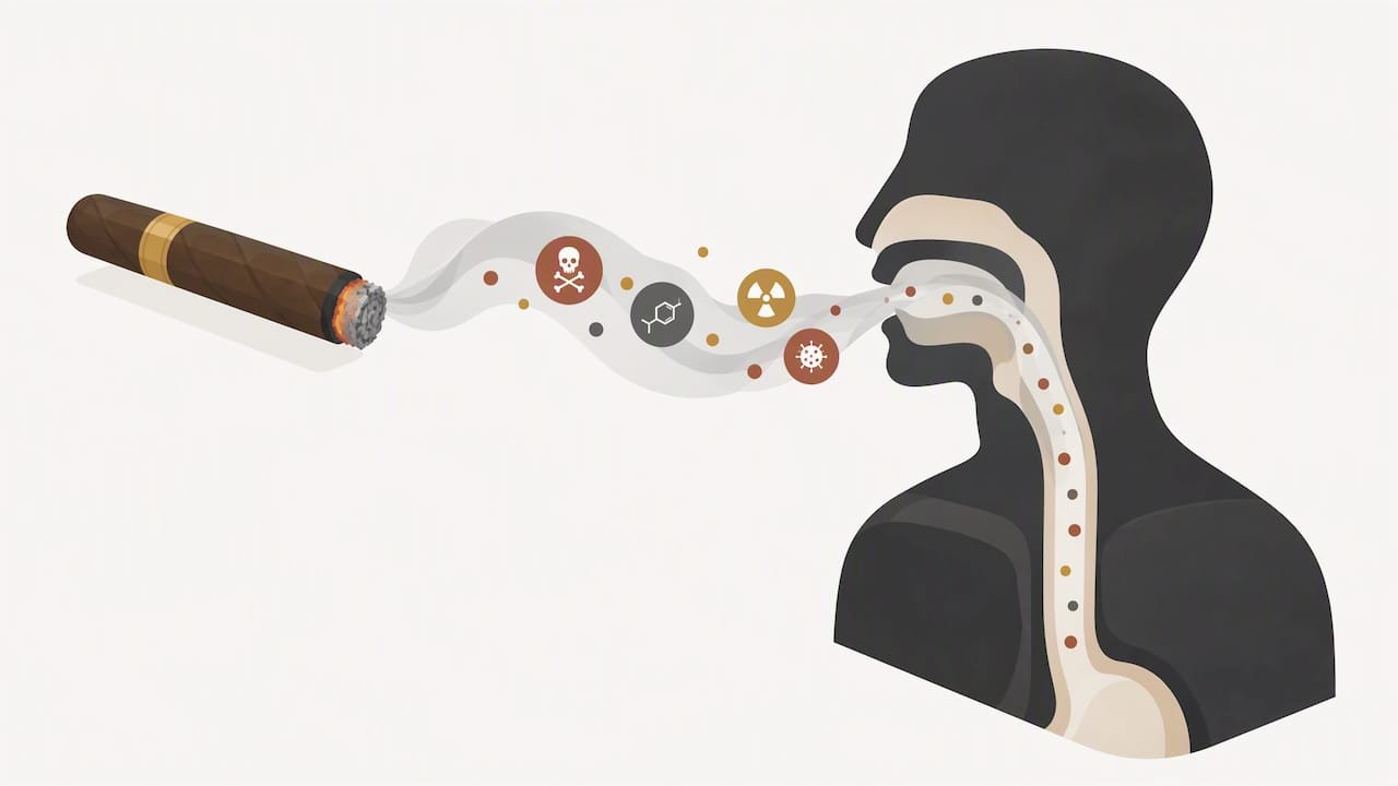 Illustration of cigar smoke exposure pathways