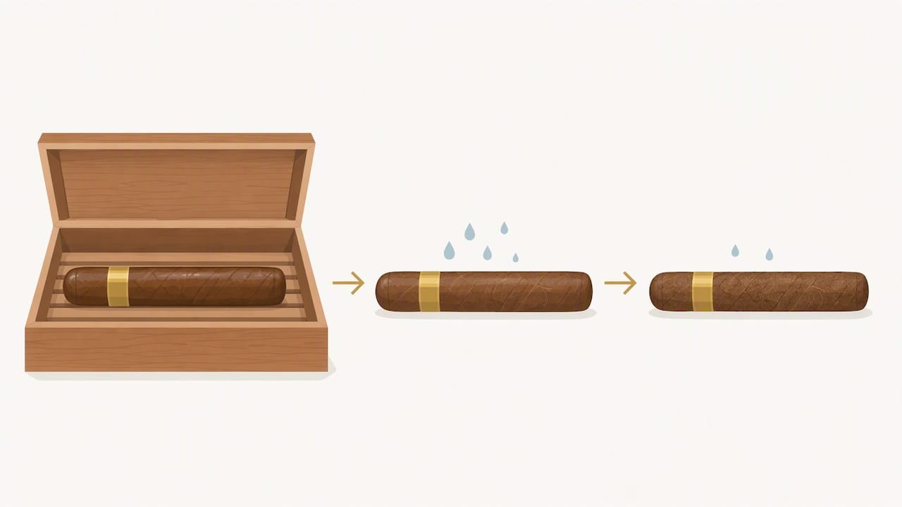 Illustration of a cigar becoming overly dry