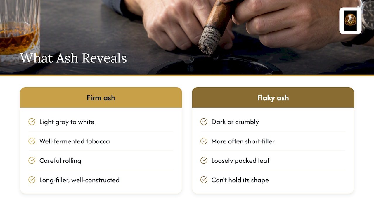 Ash texture clues linked to cigar construction