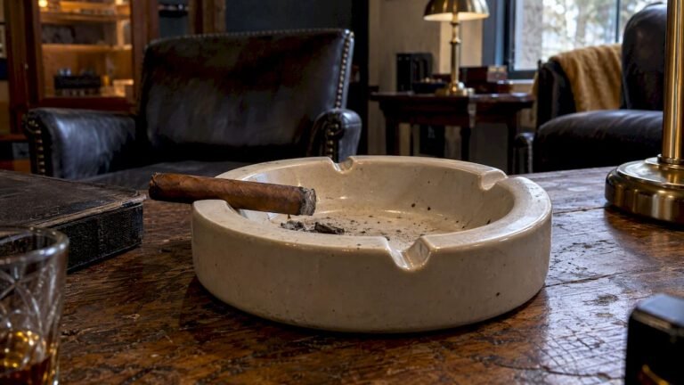 Four-rest cigar ashtray in private smoking room